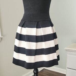 Elegant Black and White Striped A-Line Skirt